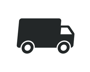 Fast shipping delivery truck icon shape. Web store logo symbol sign. Vector illustration image. Isolated on white background.