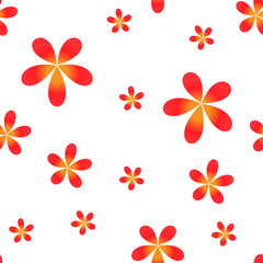 Red Flowers seamless pattern on white background. floral Vector decoration Illustration. Abstract nature artwork.
