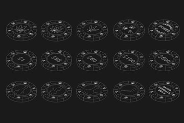 Fototapeta premium Poker casino chips with cannabis pictures in 3d