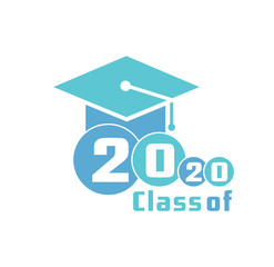 Class of 2020 with Graduation Cap, Lettering Class of 2020 for greeting