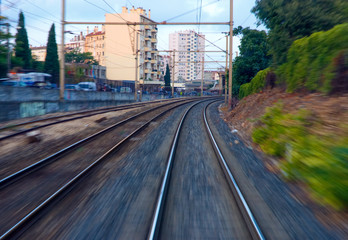 railroad tracks in the distance