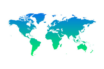 World map infographic symbol without borders. International illustration vector sign. Blue green gradient global element for business, presentation, sample, web design, media, news, blog, report