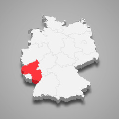 rhineland palatinate state location within Germany 3d map Template for your design
