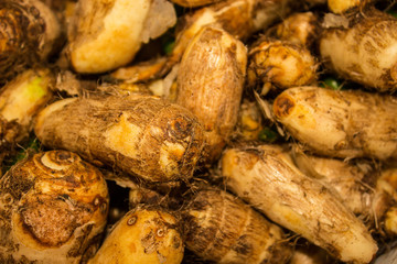 A picture of taro roots