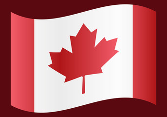 Bandera roja y blanca de Canadá.