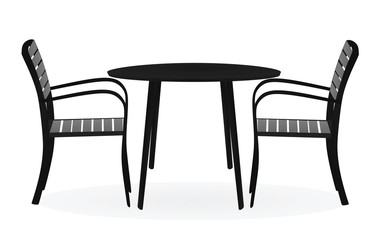 Coffee table and two chairs. vector illustration