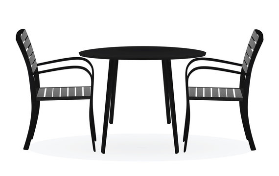 Coffee table and two chairs. vector illustration