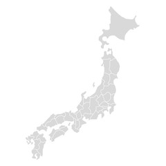 Japan vector map icon. Hokkaido ai detailed country map. Japan asia map isolated