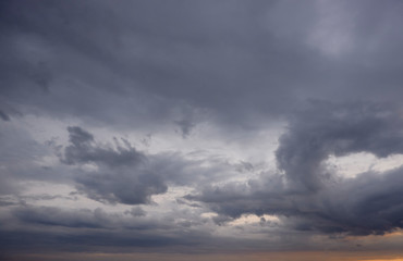 Rain clouds in the dark evening sky
