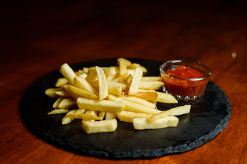 French fries with ketchup