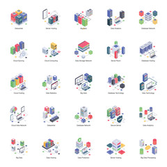 
A Pack of Database Server Isometric Illustrations 
