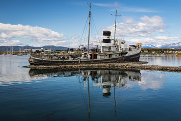 Barco Saint Christofer wreck in Ushuaia harbour, Argentina