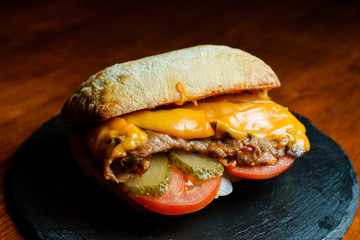 pulled sandwich on a plate