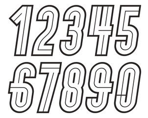 Vector tall regular numbers, modern numerals set, can be used in retro poster design
