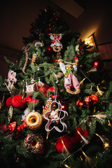 christmas tree with interesting christmas decorations