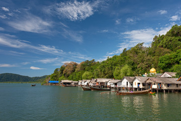 Naklejka premium Fishing village At the island, Ranong province, Thailand