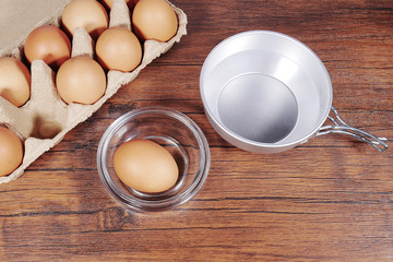 Raw chicken eggs organic food for good health high protein on rustic wooden background