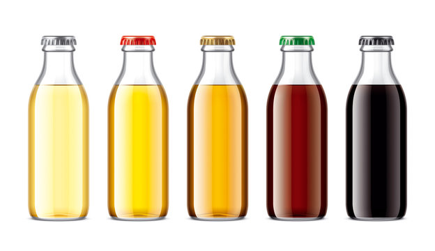 Set Glass Bottles with Beer. 