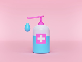 Hand sanitizer bottle icon, symbol. cartoon minimal design. 3d rendering