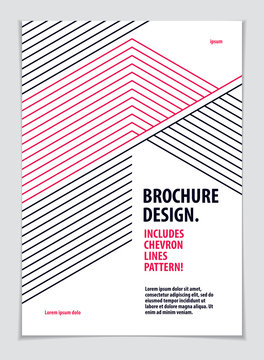 Brochure Design Template minimal design. Modern Geometric Abstract pattern vector background. Striped line textured geometric illustration. A4 print format.
