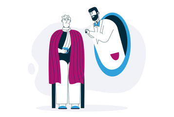 Doctor listens into stethoscope, remote diagnosis of diseases