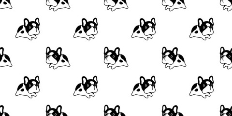 dog seamless pattern french bulldog puppy pet vector repeat wallpaper scarf isolated tile background cartoon animal doodle illustration design
