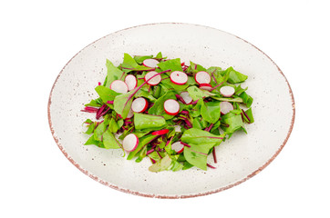 Vegetarian salad of raw beets and radishes