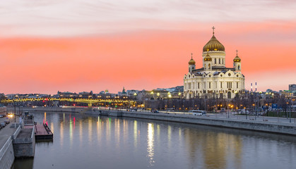 Naklejka na ściany i meble Cathedral of Christ the Saviour famous landmark view of Moscow Russia
