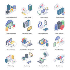 
Cloud Service Isometric Icons 
