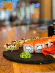 Sushi service prepared with a special presentation.
