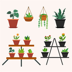 Pack of Gardening icons. Seedling flat icons. Collection of plant icons