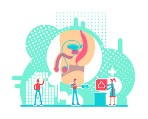 Male reproductive system health flat concept vector illustration. STD prevention campaign 2D cartoon characters for web design. Protection from sexualy transmitted infection creative idea