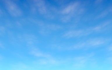 Blue sky background with white clouds. Cumulus white clouds in the clear blue sky in the morning. 3D illustration