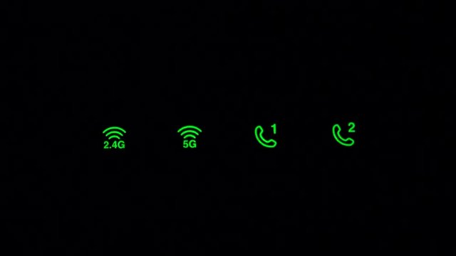 Indicator lights that flash of a 2.4 and 5 GHz dual band wi-fi modem