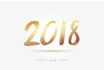 Vector stock 2018 New Year gold calligraphy. Golden numbers text 2018 in hand drawn brush style. EPS 10