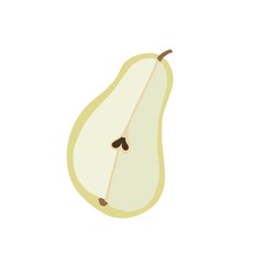 Cut in half pear isolated on the white background. Vector illustration. fresh juice. object for design menu