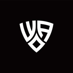 WA monogram logo with modern shield style design template