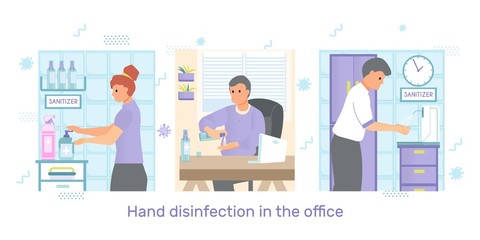 Naklejka na ściany i meble Office Hand Disinfection Compositions