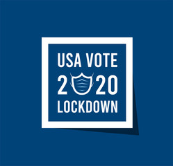 US presidential election in the context of the coronavirus pandemic. COVID-19. Online voting option. illustration with medical mask