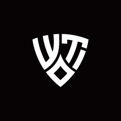 WT monogram logo with modern shield style design template