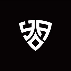 YA monogram logo with modern shield style design template