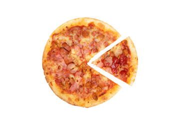 Pizza sliced isolated on white background with clipping path