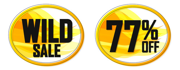 Wild Sale, 70% off, banners design template, discount tags, vector illustration