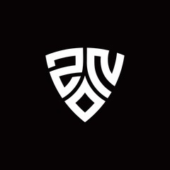 ZN monogram logo with modern shield style design template