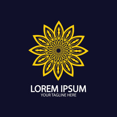 Flower logo. The circular logo. Logo of the flower. Stylized flower. Petals. Simple logo. The brand name  emblem  logo. Mandala. Logo boutique. Logotype for beauty. Logo for flower shop.