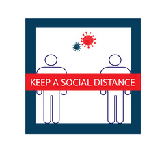 Sticker. Keep a social distance to prevent coronavirus infection. Vector flat illustration