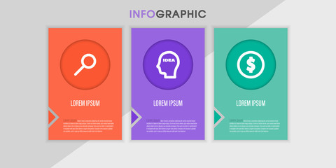 Presentation business infographic template with 3 options. Vector template.