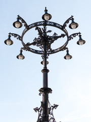 A decorative, traditional lamp post in Budapest.