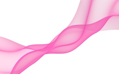 Abstract light red wave. Bright light red ribbon on white background. Abstract red smoke. Light red scarf. Raster air background. 3D illustration