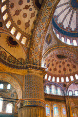 Interior of The Blue Mosque also known as Sultan Ahmed Mosque in Istanbul, Turkey